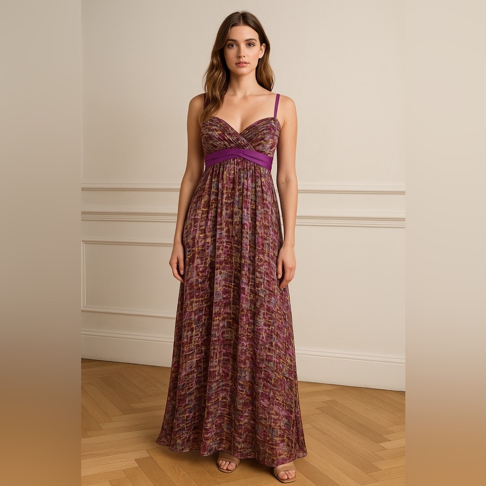 BCBGMaxAzria Purple Maxi Sundress with Spaghetti Straps